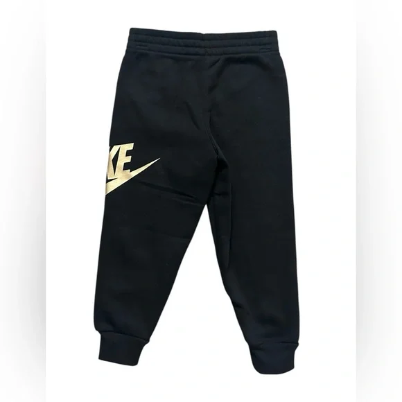 Nike 2PC Set Hooded Sweatshirt & Jogger Pants Black With Gold Logo Boys 6 NWT - Picture 4 of 5